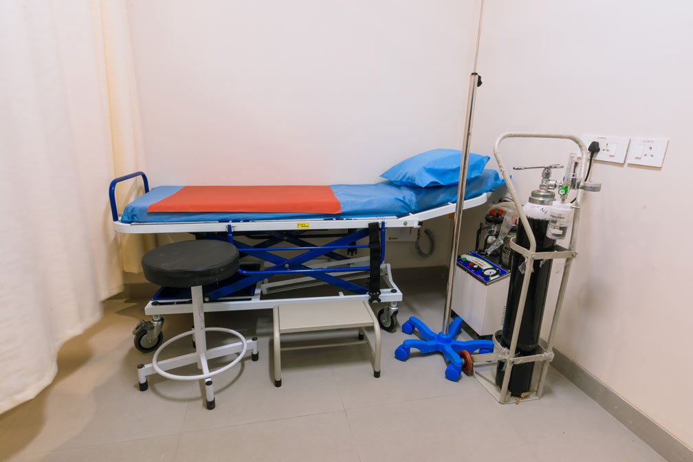 Physiotherapy bed three at Diha Clinic, Nanganallur, Chennai