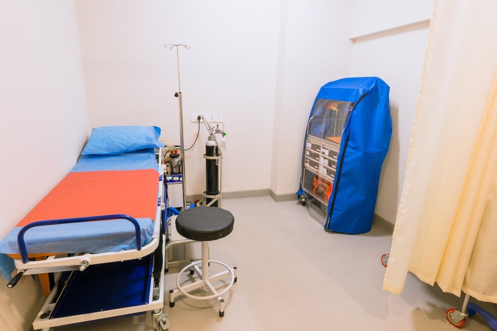 Physiotherapy bed two at Diha Clinic, Nanganallur, Chennai